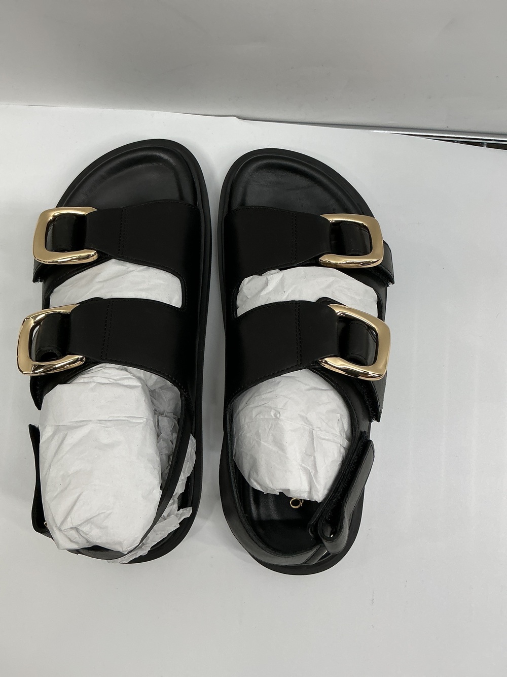 Italian Leather Double Buckle Slingback Sandal